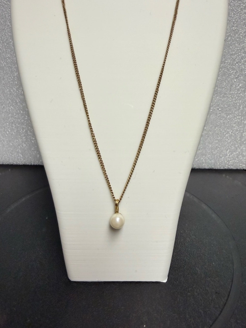 VTG Michele Lynn Pearl Pendant Necklace Gold Plated Elegant Bridal Solitaire
